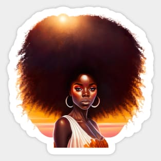[AI Art] African sunset woman with big hair Sticker